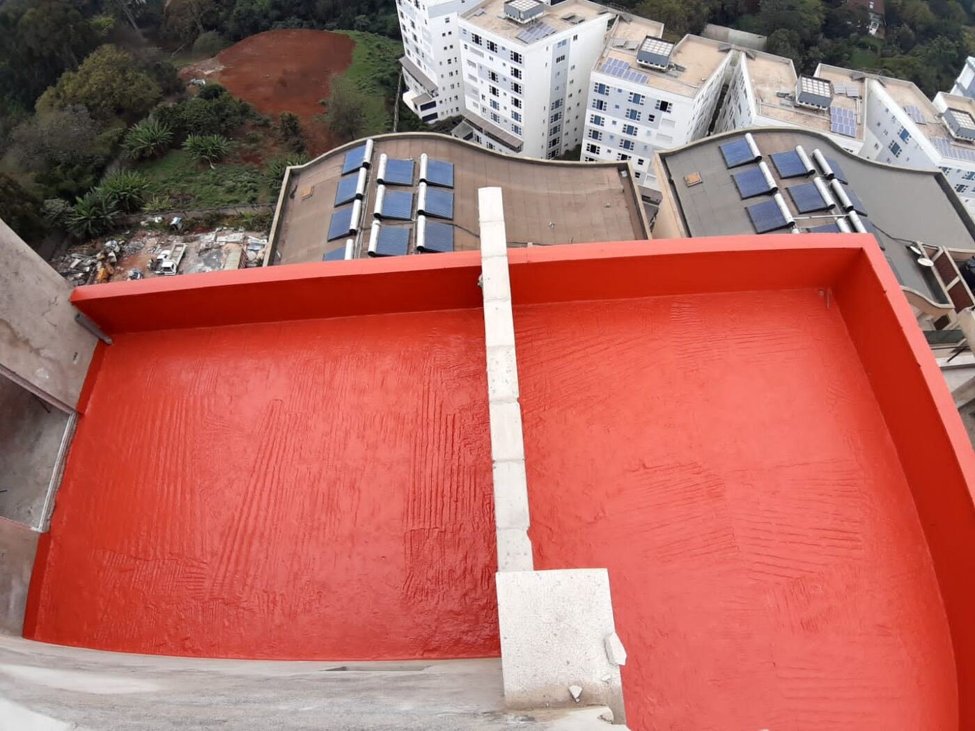 Rooftop parapet waterproofing, city view