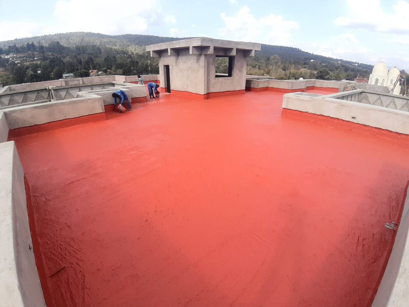 Rooftop slab waterproofing, utility shaft detailing